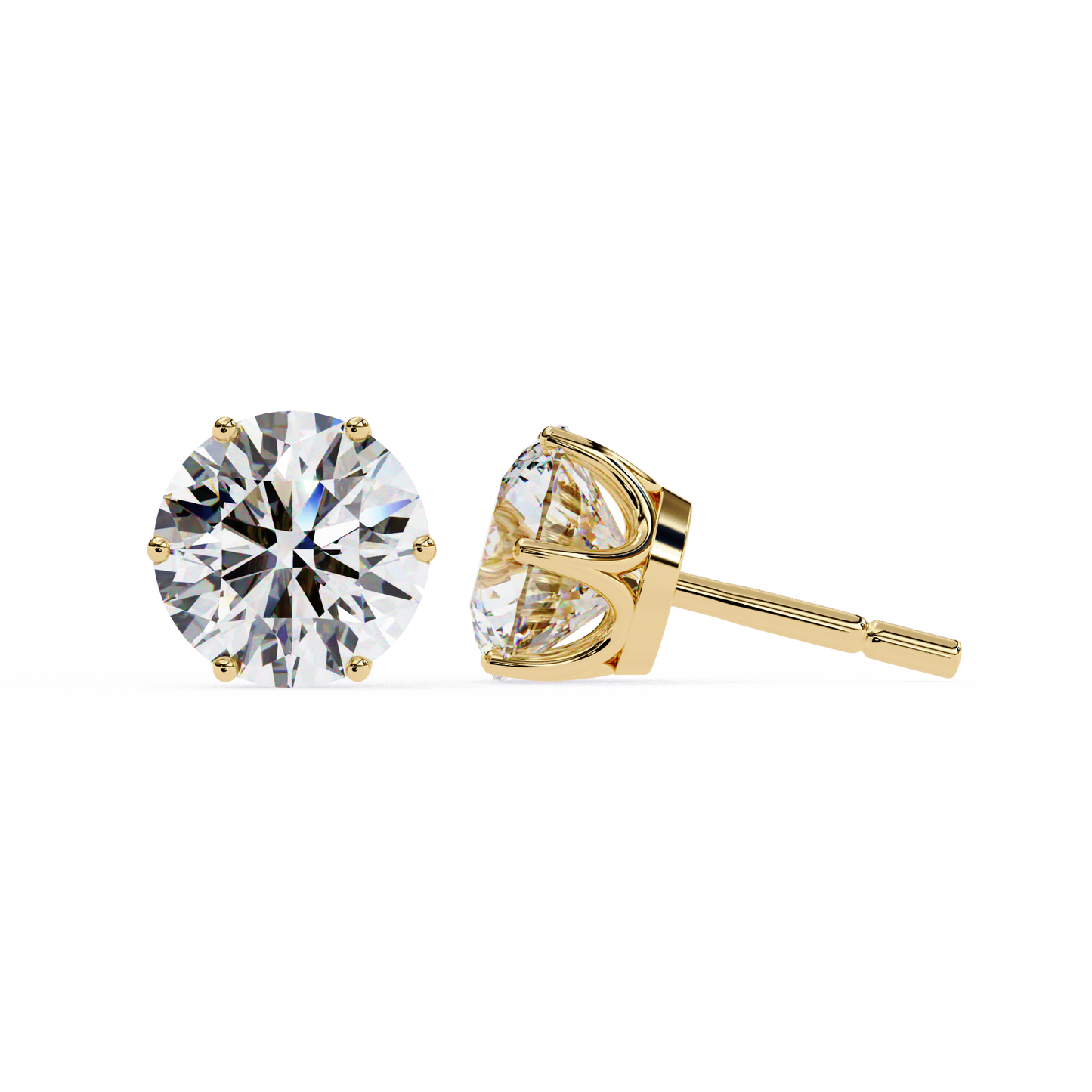 2.5 cts Naked Round Studs